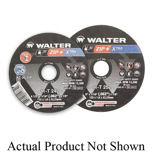 Walter Surface Technologies ZIP+XTRA 11T262 High Performance Cut-Off Wheel, 6 in Dia x 1/16 in THK, 7/8 in Center Hole, A-46-ZIP Grit, Aluminum Oxide Abrasive