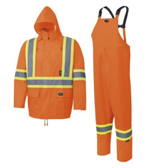 HI-VIZ RAINSUIT - 150D OXFORD POLYESTER/PU - HI-VIZ ORANGE - S