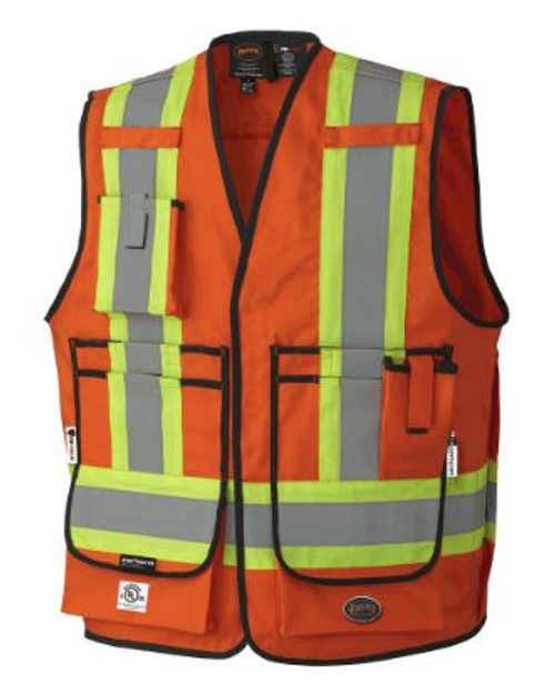 HI-VIZ ORANGE FR-TECH® FLAME RESISTANT 7 OZ SURVEYOR'S VEST - M