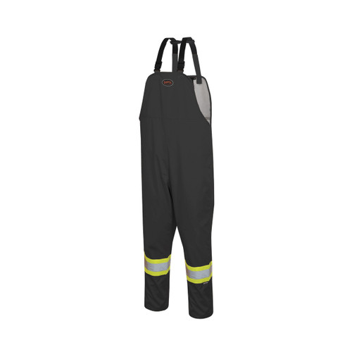 "THE ROCK" HI-VIS PU-COATED 300D OXFORD POLY BIB PANTS - BLACK - L