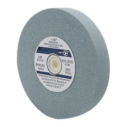 JET 522409 Straight Bench Grinding Wheel, 6 in Dia x 3/4 in THK, 1 in Center Hole, GC120 Grit, Silicon Carbide Abrasive