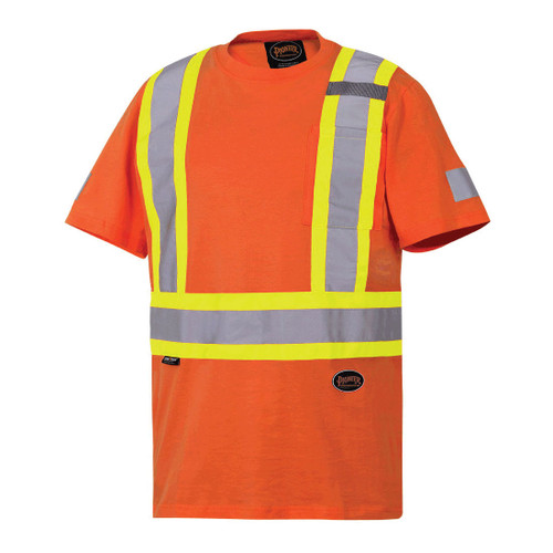 PIONEER V1050550-L Safety T-Shirt, Womens, L, Orange, 100% Cotton Jersey Knit
