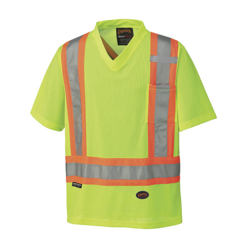PIONEER V1050660-XL SAFETY TRAFFIC T-SHIRT, WOMENS, XL, HI-VIZ YELLOW/GREEN, MICRO MESH