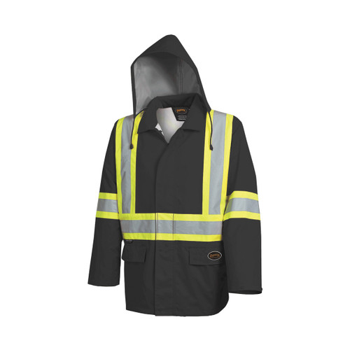 "THE ROCK" HI-VIS PU-COATED 300D OXFORD POLY JACKET - BLACK - XL