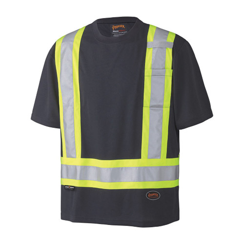 HI-VIS BIRD'S-EYE SAFETY T-SHIRT - BLACK - XL