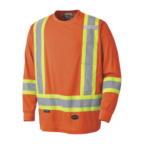 HI-VIS BIRD'S-EYE LONG-SLEEVED SAFETY SHIRT - HI-VIS ORANGE - M