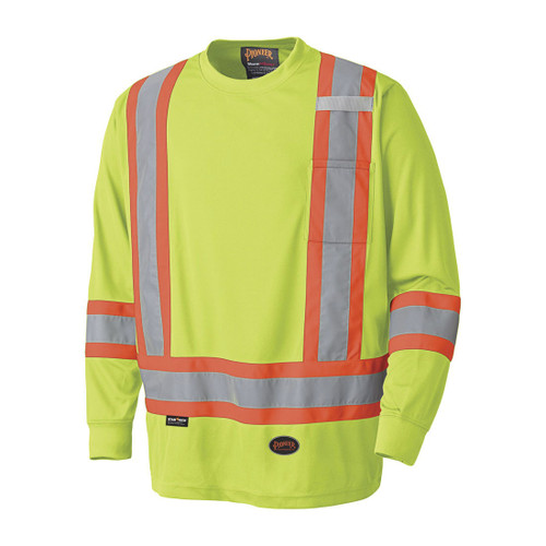 HI-VIS BIRD'S-EYE LONG-SLEEVED SAFETY SHIRT - HI-VIS YELLOW/GREEN - 2XL