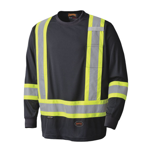 HI-VIS BIRD'S-EYE LONG-SLEEVED SAFETY SHIRT - BLACK - M