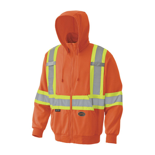 PIONEER V1060550-L Safety Hoodie, Womens, L, Hi-Viz Orange, Micro Fleece