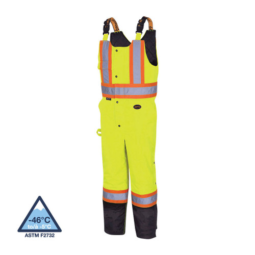 PIONEER V1120661-2XL 7-in-1 Safety Bib Pant, 44 to 46 in Waist, 33 in L Inseam, Hi-Viz Yellow/Green, 300D PU Coated Oxford Polyester