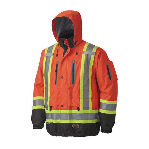 HI-VIZ ORANGE WATERPROOF/BREATHABLE PREMIUM JACKET - L