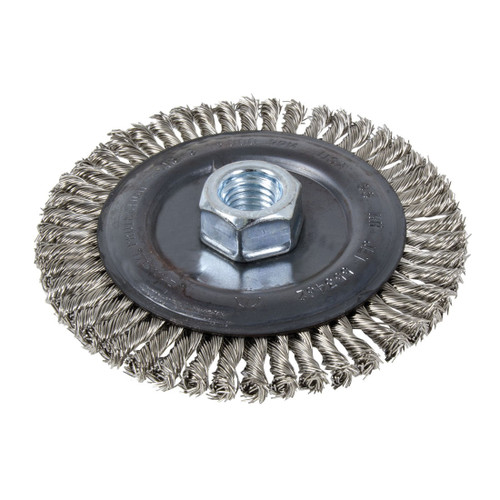 JET 553462 Stringer Bead Brush, 5 in Dia Brush, 1/4 in W Face, 5/8-11 NC Arbor Hole, 302 Stainless Steel Fill