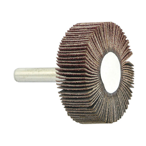 JET 560153 High Performance Flap Wheel, 1-1/2 in Dia Wheel, 1/2 in W Face, 1/4 in Dia Shank, A80 Grit, Aluminum Oxide Abrasive