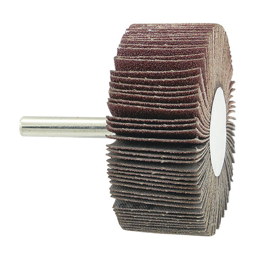 JET 560273 High Performance Flap Wheel, 2-1/2 in Dia Wheel, 1 in W Face, 1/4 in Dia Shank, A80 Grit, Aluminum Oxide Abrasive