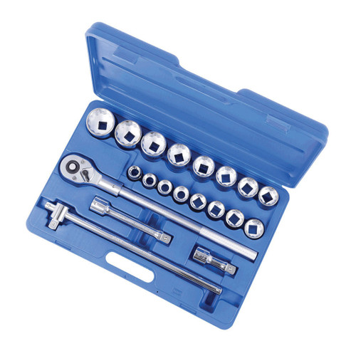 JET 600406 Heavy Duty Socket Wrench Set, ANSI Specified, Canadian Government Specification CDA39-GP-12b, US Federal Specification GGG-W-641E, 12 Points, 3/4 in Drive, 21 Pieces, Blow Molded Case Container