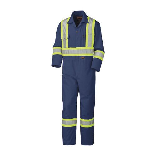 PIONEER V202058T-46 Tall Safety Coverall, Womens, SZ 46, Navy Blue, Poly/Cotton