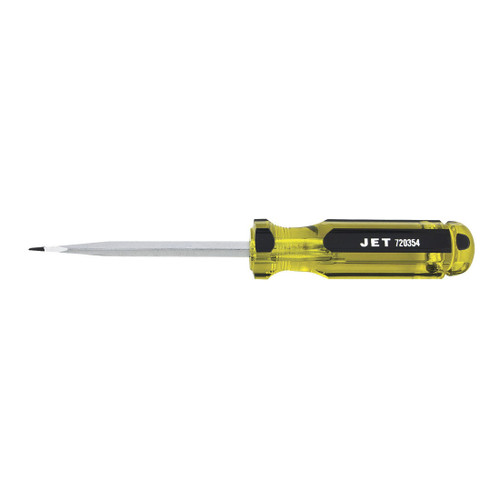 JET 720354 Screwdriver, 1/4 in Slotted Point, Chrome Vanadium Steel Shank, 4 in OAL, Acetate Handle, Canadian Government Specification CDA39-GP-17C, US Federal Specification GGG-S-121E