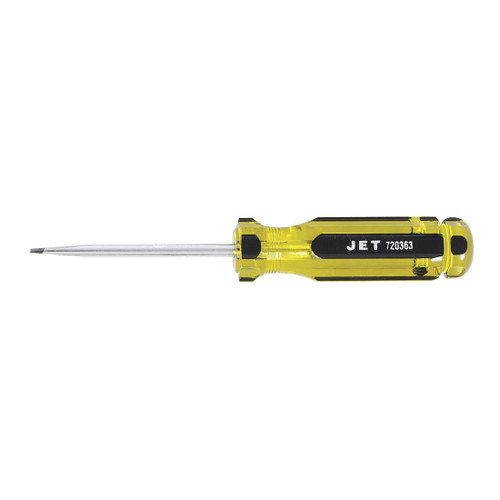 JET 720363 Screwdriver, 3/16 in Slotted Point, Chrome Vanadium Steel Shank, 3 in OAL, Acetate Handle, Canadian Government Specification CDA39-GP-17C, US Federal Specification GGG-S-121E