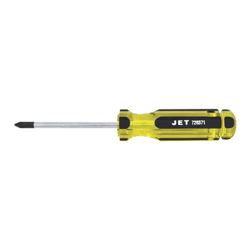 JET 720371 Screwdriver, #1 Phillips Point, Chrome Vanadium Steel Shank, 3 in OAL, Acetate Handle, Canadian Government Specification CDA39-GP-17C, US Federal Specification GGG-S-121E