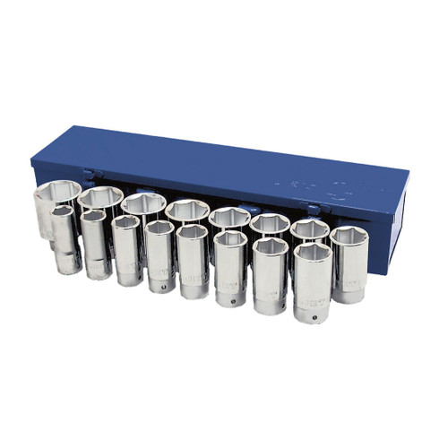 JET 601407 Socket Set, ANSI Specified, Canadian Government Specification CDA39-GP-12b, US Federal Specification GGG-W-641E, 6 Points, 3/4 in Drive, 17 Pieces, Metal Case Container