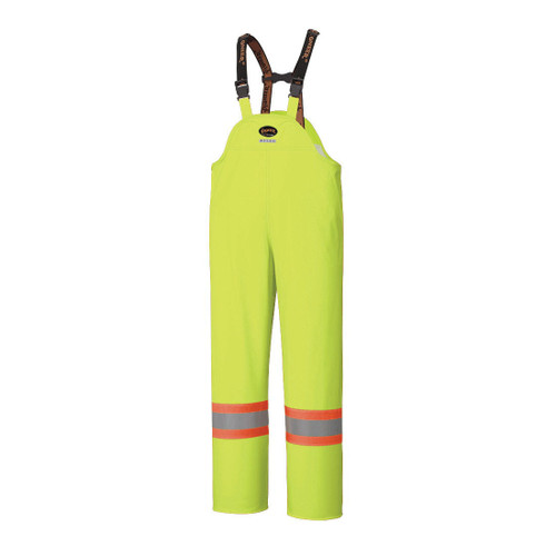 PIONEER V3520260-2XL Lightweight Stretchable Safety Bib Pant, 44 to 46 in Waist, 33 in L Inseam, Hi-Viz Yellow/Green, 100% Polyurethane/Poly