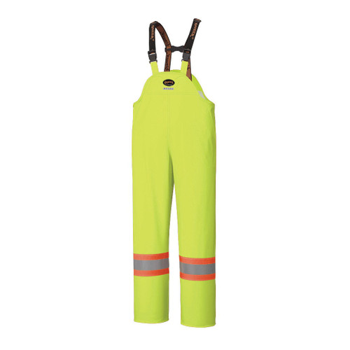PIONEER V3520260-S Lightweight Stretchable Safety Bib Pant, 28 to 30 in Waist, 31 in L Inseam, Hi-Viz Yellow/Green, 100% Polyurethane/Poly