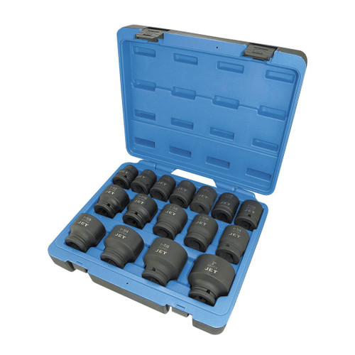 JET 610403 Socket Set, ANSI Specified, US Federal Specification GGG-W-660A, 6 Points, 3/4 in Drive, 16 Pieces, Blow Mold Case with Removable Lid Container