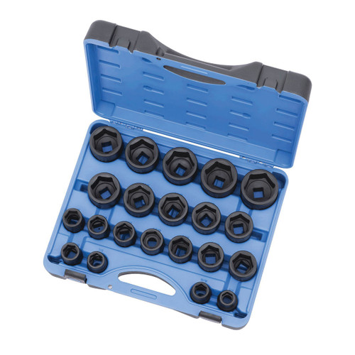 JET 610409 Socket Set, ANSI Specified, US Federal Specification GGG-W-660A, 6 Points, 3/4 in Drive, 21 Pieces, Blow Mold Case with Removable Lid Container