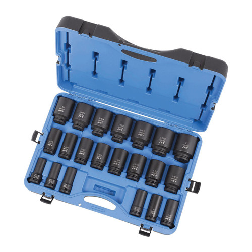 JET 610410 Socket Set, ANSI Specified, US Federal Specification GGG-W-660A, 6 Points, 3/4 in Drive, 21 Pieces, Blow Mold Case with Removable Lid Container