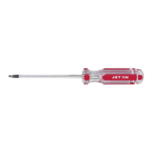JET 721362 Screwdriver, #2 Square Point, Chrome Vanadium Steel Shank, 5 in OAL, Acetate Handle, Canadian Government Specification CDA39-GP-17C, US Federal Specification GGG-S-121E