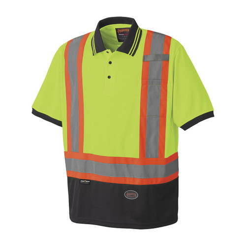 HI-VIZ YELLOW/GREEN BIRDSEYE SAFETY POLO SHIRT - L