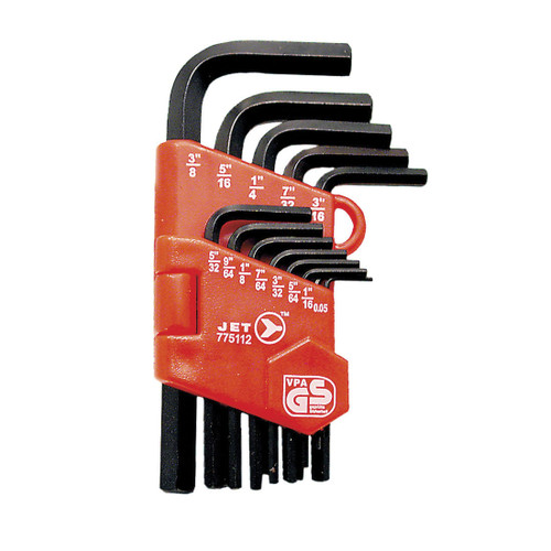 JET 775112 Hex Key Set, 13 Pieces, 0.05 to 0.375 in Hex, Chrome Vanadium Steel