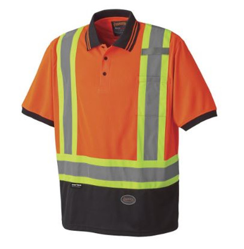 HI-VIZ ORANGE BIRDSEYE SAFETY POLO SHIRT - 2XL