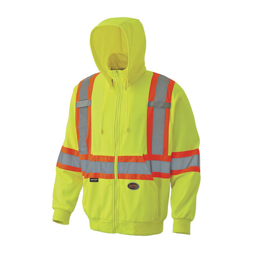 PIONEER V1060560-XL Safety Hoodie, Womens, XL, Hi-Viz Yellow/Green, Micro Fleece