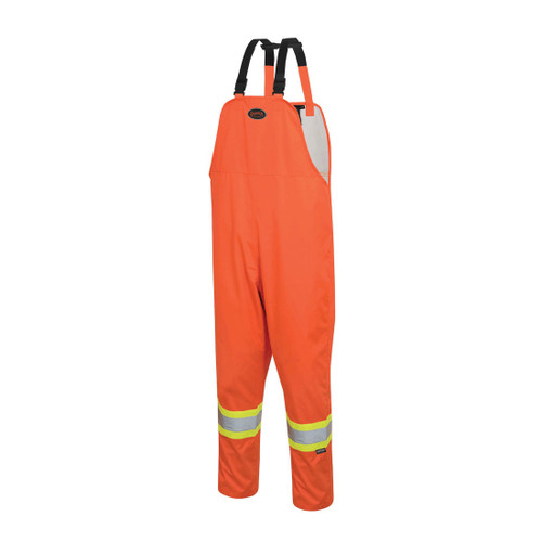 "THE ROCK" HI-VIS PU-COATED 300D OXFORD POLY BIB PANTS - HI-VIS ORANGE - 2XL