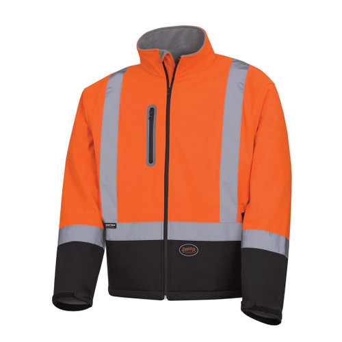 HI-VIZ ORANGE SOFTSHELL MECHANICAL STRENGTH SAFETY JACKET - 2XL