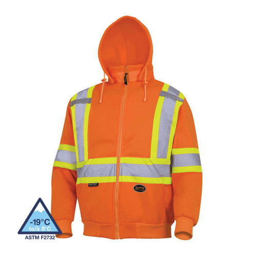 HI-VIZ ORANGE POLYESTER FLEECE HOODIE - S