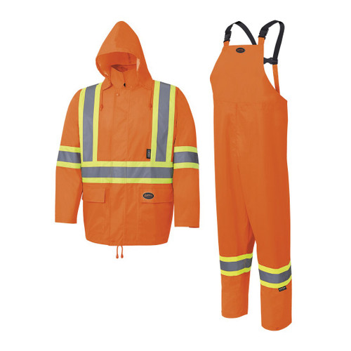 HI-VIZ RAINSUIT - 150D OXFORD POLYESTER/PU - HI-VIZ ORANGE - L