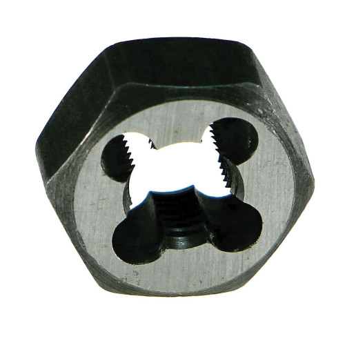 DRILLCO 335E124F 3350E HEX RETHREADING DIE, 3/8-24 UNF THREAD, CARBON STEEL