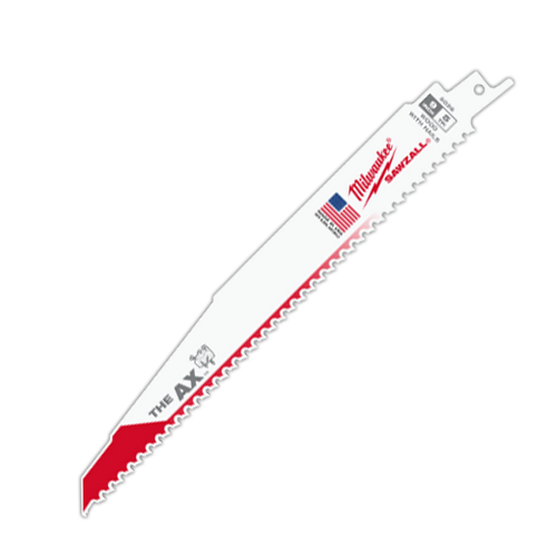 Milwaukee SAWZALL AX 48-00-5026 Demolition Tapered Back Reciprocating Saw Blade, 9 in L x 1 in W, 5 TPI, Bi-Metal Body, Universal/Toothed Edge Tang