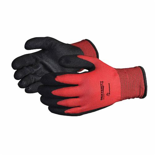 Dexterity SNTAPVC/XL General Purpose Gloves, Coated, XL, PVC Palm, 15 ga Nylon, Black/Red, Knit Wrist Cuff, PVC Coating, Resists: Abrasion, Cut and Puncture, Fleece Lining