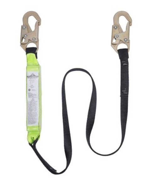 SHOCK ABSORBING LANYARD - SP - SINGLE LEG - SNAP HOOKS - 6' (1.8 M) - 200 - 350 LB CAPACITY