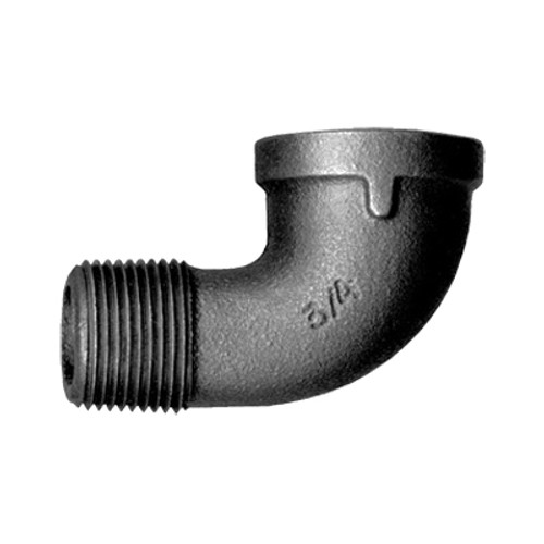 Fairview BI-116-E Street Elbow, 3/4 in Nominal, MNPT x FNPT End Style, Malleable Iron, Black Oxide