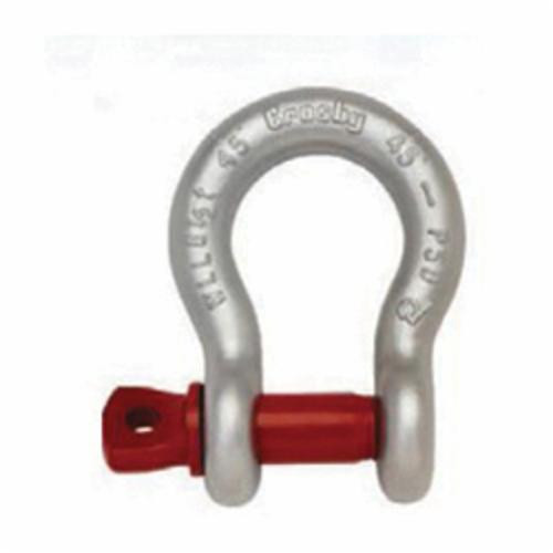 Crosby 1018437 Anchor Shackle, 1.5 ton Load, 7/16 in, 1/2 in Dia Screw Pin, Hot Dipped Galvanized