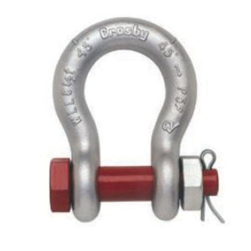 Crosby 1019464 Anchor Shackle, 0.33 ton Load, 3/16 in, 1/4 in Dia Bolt Pin, Hot Dipped Galvanized