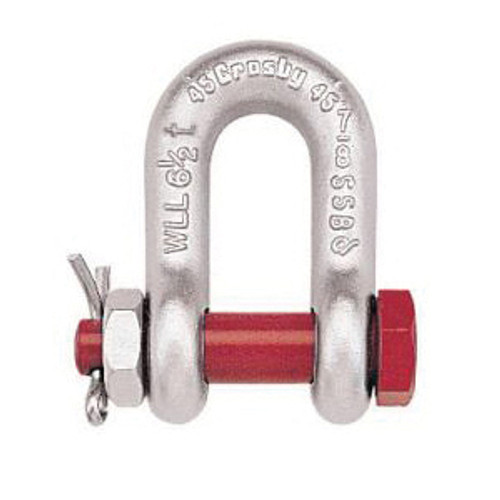 Crosby 1019793 Chain Shackle, 3.25 ton Load, 5/8 in, 0.77 in Dia Bolt Pin, Hot Dipped Galvanized