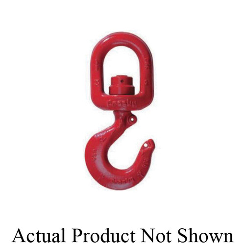 Crosby 1028654 L-3322B Swivel Hook With Bearing and Latch, 15 ton Load, Swivel Attachment, Forged Alloy Steel