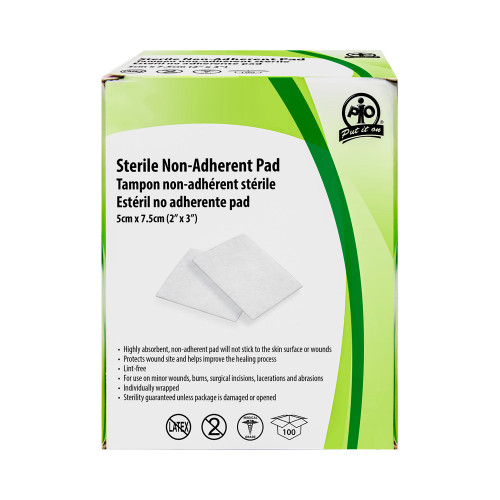NON-ADHERENT PADS, 5 X 7.5CM, 100/BOX, WSIF1045760