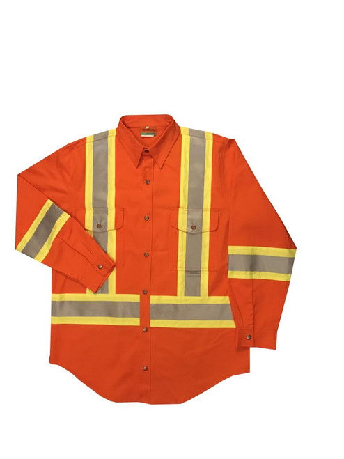 SHIRT WORK HI-VIS L X PATTERN C/W SNAPS