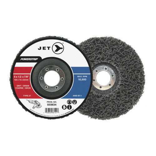 JET POWERSTRIP XCL 503634 Non-Woven Surface Preparation Depressed Center Wheel, 5 in Dia Disc, Coarse Grade, Silicon Carbide Abrasive